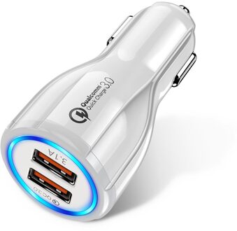 Mini Dual Usb Car Charger Telefoon 5V 3.1A Auto Charger Adapter Auto-Oplader Voor Mobiele Telefoon Tablet 2 poort Snel Opladen Voor Xiaomi wit