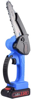 Mini Elektrische Kettingzaag Draadloze Handheld Snoeizaag Draagbare Home Tuin Logging Power Tool 24V Lithium Batterij Hout Cutter blauw US