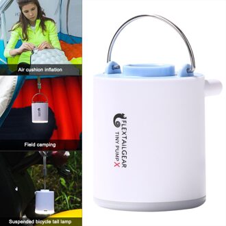 Mini Elektrische Opblaasbare Pomp Ultralight Usb Opladen Multifunctionele Outdoor Luchtpomp 3 Modes Camping Licht Blauw