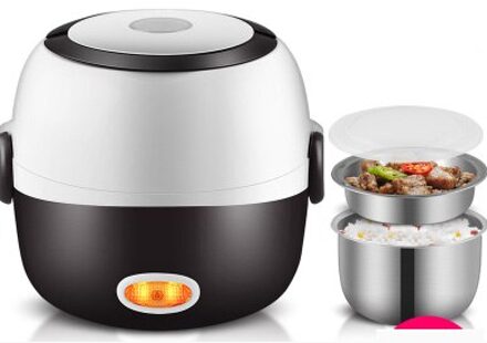 Mini Elektrische Rijstkoker Rvs 2/3 Lagen Stoomboot Draagbare Maaltijd Thermische Verwarming Lunchbox Voedsel Container Warmer 2 layers