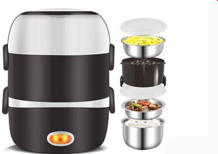 Mini Elektrische Rijstkoker Rvs 2/3 Lagen Stoomboot Draagbare Maaltijd Thermische Verwarming Lunchbox Voedsel Container Warmer 3 layers