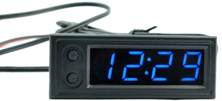 Mini Elektronische Voltmeter 3 In 1 Auto Klok Draagbare Universele Led Multifunctionele Accessoires Nauwkeurige Digitale Display Lichtgevende Blauw