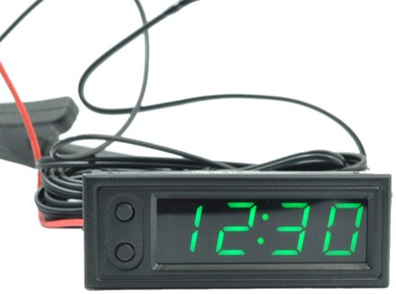 Mini Elektronische Voltmeter 3 In 1 Auto Klok Draagbare Universele Led Multifunctionele Accessoires Nauwkeurige Digitale Display Lichtgevende groen