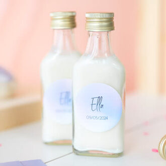 Mini flesjes met vierkante sticker - set van 12