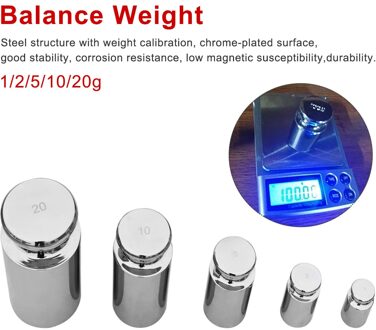 Mini Gewicht Voor Balans 1G 2G 5G 10G 20G Chrome Plating Calibration Gram Schaal Gewicht set Voor Digitale Weegschaal Balance