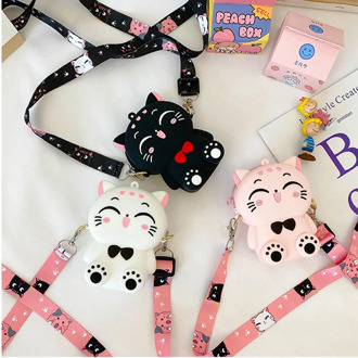 Mini Girls Crossbody Bags Cute Cartoon Cat Shoulder Bags Kids Kawaii Messenger Bag Small Change Coin Purse Child Birthday Gift