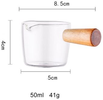 Mini Glas Melk Kopje Koffie Melk Werper Cup Kleine Glazen Melkkan Saus Cup Met Houten Handvat Juskom Kruiden schotel Servies 50ml