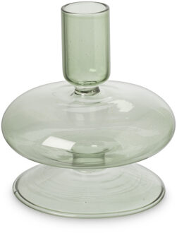 Mini glazen kandelaar -petrol - ø10x11 cm Transparant