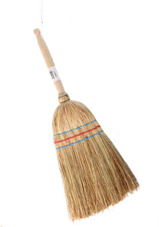 Mini Handbezem - Stro - 53 x 22 cm - met houten steel handvat