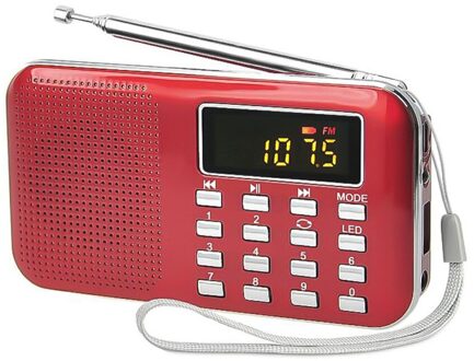 Mini Handheld Digital Lcd Radio Speaker MP3 Speler Ondersteuning Tf-kaart Usb Led Zaklamp Ondersteuning Radio Fm & Am Speaker rood