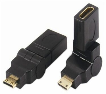 Mini HDMI Male to HDMI Female 360 Degree 90 angled Swiveling Adapter,Gilded - small