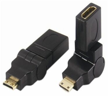 Mini HDMI Male to HDMI Female 360 Degree 90 angled Swiveling Adapter,Gilded