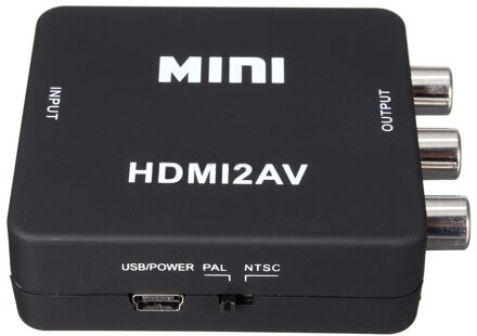 MINI HDMI naar 3RCA CVBS Composiet Video AV Converter Adapter voor TV PS3 VHS VIDEORECORDER DVD Zwart