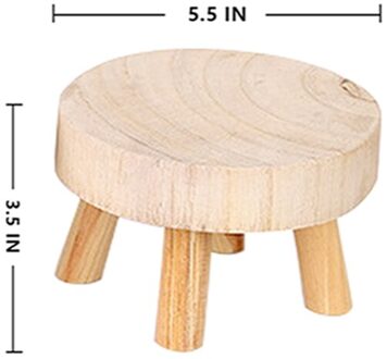 Mini Houten Kruk Stand Ronde Bloem Plank Houder Moderne Plant Stand Met Houtnerf Voor Indoor Outdoor Home Patio Decoratie HG51244H03
