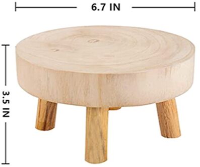 Mini Houten Kruk Stand Ronde Bloem Plank Houder Moderne Plant Stand Met Houtnerf Voor Indoor Outdoor Home Patio Decoratie HG51244H04