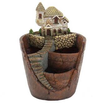 ! Mini Huis Beeldjes Hars Bloempot Voor Kruid Cactussen Succulent Planten Planter Home Garden Micro-Landschap Decor Cr