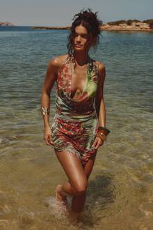 Mini-Jurk Met Gemengde Dierenprint En Cowl-Afwerking, Green - 34