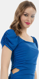mini jurk met korte mouwen Blauw - S