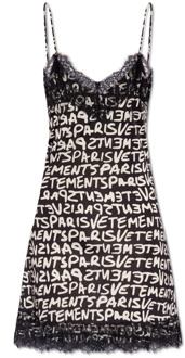 Mini jurk met logo Vetements , Black , Dames - M,S,Xs