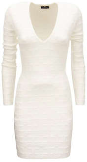 Mini-jurk met monogramsteek Elisabetta Franchi , White , Dames - S