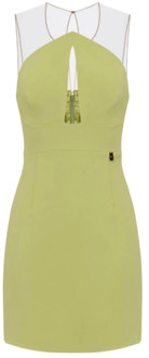 Mini-jurk met tule schouders Elisabetta Franchi , Green , Dames - L