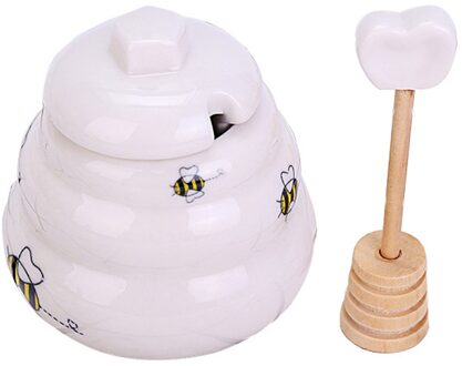 Mini Keramische Honey Pot Met Dipper Duurzaam Giftable Bijenkorf Honing Pot Huishouden Keuken Accessoires Binnenlandse Kruiderij Jar