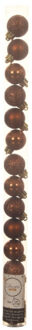 Mini kerstballen - 14x st - kaneel bruin - D3 cm - kunststof - Kerstbal