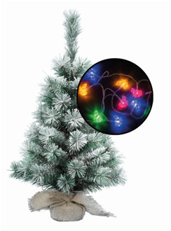 Mini kerstboom besneeuwd - met paarden thema verlichting - H60 cm - Kunstkerstboom Multikleur