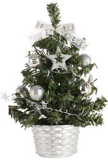 Mini Kerstboom Bureau Tafel Decoratie Leuke Xmas Kunstmatige Home Decor Ornamenten Kinderen Zilver
