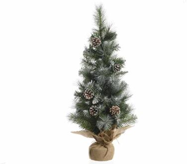 Mini Kerstboom frosted 75cm met deco groen