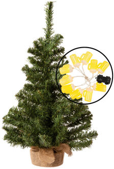 Mini kerstboom - groen - met bier thema verlichting - H60 cm - Kunstkerstboom