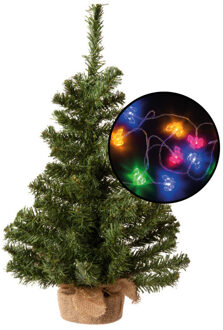 Mini kerstboom - groen - met paarden thema verlichting - H60 cm - Kunstkerstboom