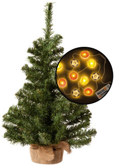 Mini kerstboom - groen - met sport thema verlichting - H60 cm - Kunstkerstboom