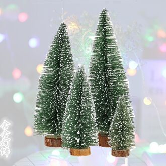 Mini Kerstboom Houten Sneeuw Dennennaald Boom Desktop Tafel Ornamenten Navidad Xmas Decoratie Voor Thuis Diy Schieten Props 15cm