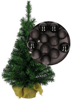 Mini kerstboom/kunst kerstboom H45 cm inclusief kerstballen zwart