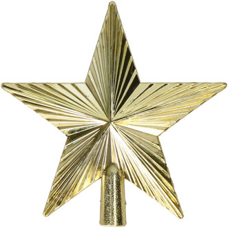 Mini kerstboom piek - ster - goud - kunststof - 14,5 cm