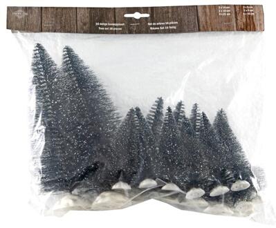 Mini kerstboompjes pak a 16 stuks Groen