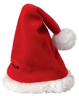 Mini kerstmuts - rood - 12 x 20 cm - polyester -? voor knuffels/poppen