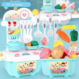 Mini Keuken Kinderen Cookware Pot Pan Kids Pretend Koken Spelen Speelgoed Simulatie Groenten Fruit Kookgerei Speelgoed Set Wyw blauw