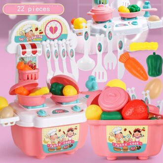 Mini Keuken Kinderen Cookware Pot Pan Kids Pretend Koken Spelen Speelgoed Simulatie Groenten Fruit Kookgerei Speelgoed Set Wyw roze