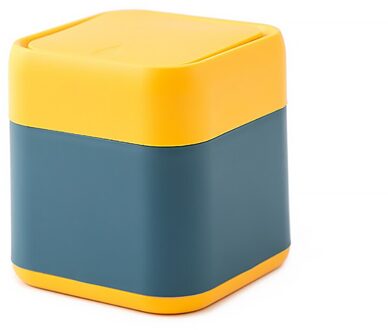 Mini Kleine Afvalbakken Desktop Vuilnis Mand Thuis Kantoor Tafel Mini Vuilnisbak Met Deksel Vuilnisbak Huishoudelijke Diversen Vat doos geel
