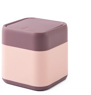 Mini Kleine Afvalbakken Desktop Vuilnis Mand Thuis Kantoor Tafel Mini Vuilnisbak Met Deksel Vuilnisbak Huishoudelijke Diversen Vat doos Roze