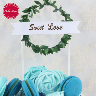 Mini Krans Verjaardag Cake Topper Groen Blad Cupcake Toppers Baby Shower Voor Meisjes Cake Toppers Birthday Party Cake Decor Vlaggen groen Sweet Love