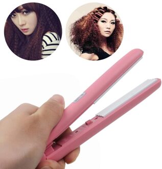 Mini Krullen stijltang Iron Roze Keramische Rechttrekken Fronsen Curling Iron Hair Curler Styling Accessoires