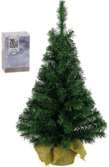 Mini kunst kerstboom - H45 cm - met kerstverlichting - kunstboompje