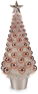 Mini kunst kerstboom/kunstboom roze incl. kerstballen 50 cm kunststof
