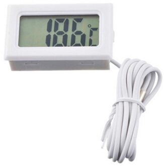 Mini Lcd Digitale Thermometer Indoor Handig Temperatuursensor Aquarium Koelkast Waterdicht Probe Vochtigheid Meter Gauge zwart