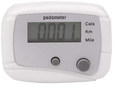 Mini Lcd Stappenteller Loopafstand Calorie Passometer Teller Sport Apparatuur Dubbele Sleutels Jogging Training Gezondheid wit