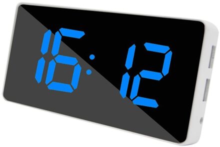Mini Led Spiegel Digitale Tafel Wekker Wake Up Light Voor Thuis Tijd Temperatuur Display Elektronische Desktop Klok Будильник Cd Blauw