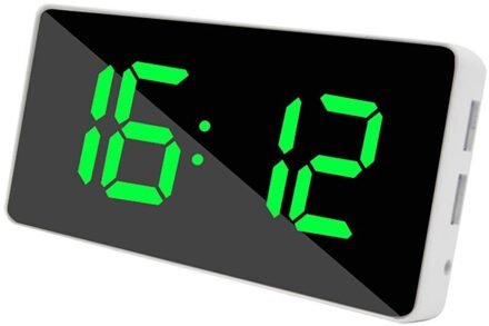 Mini Led Spiegel Digitale Tafel Wekker Wake Up Light Voor Thuis Tijd Temperatuur Display Elektronische Desktop Klok Будильник Cd groen